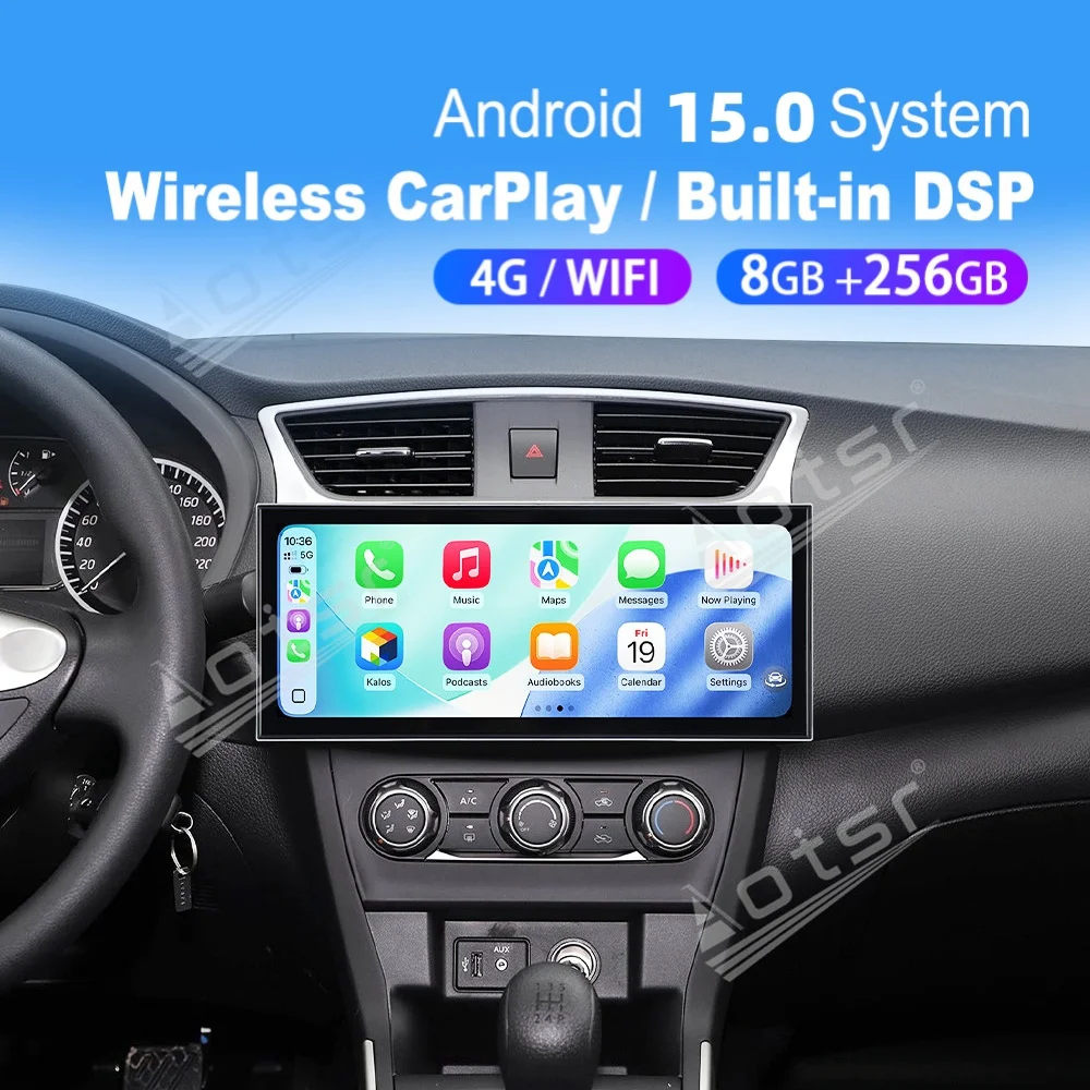 

15,8-дюймовый автомобильный радиоприемник на Android 15 с Qualcomm и CarPlay для Nissan Sylphy 2012-2019, мультимедийный проигрыватель, GPS-навигация, головное устройство