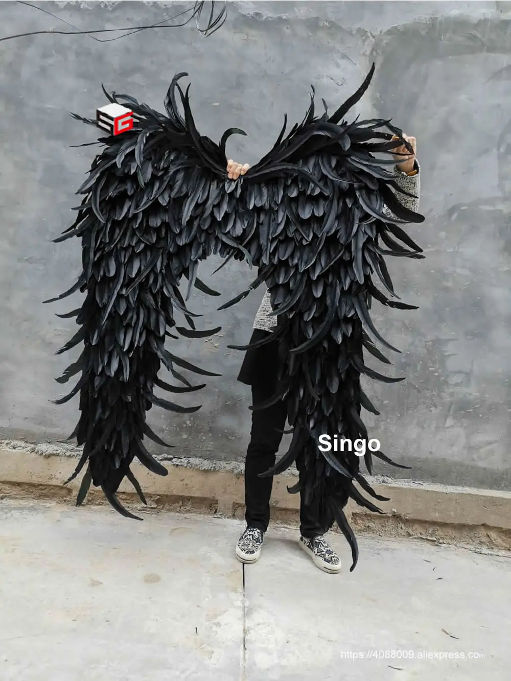 Nice Dance accessories red black angel wings Creative cosplay props Party Bar decoration props