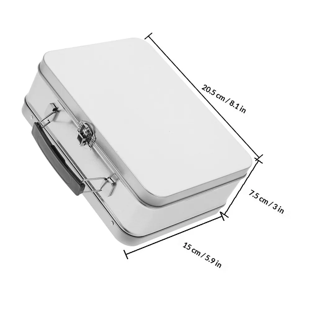 2Pcs Handheld Metal Lunch Box Vintage Tinplate Bento Container Leakproof Secure Latch Flip-Top Lid for Work School Picnic Food