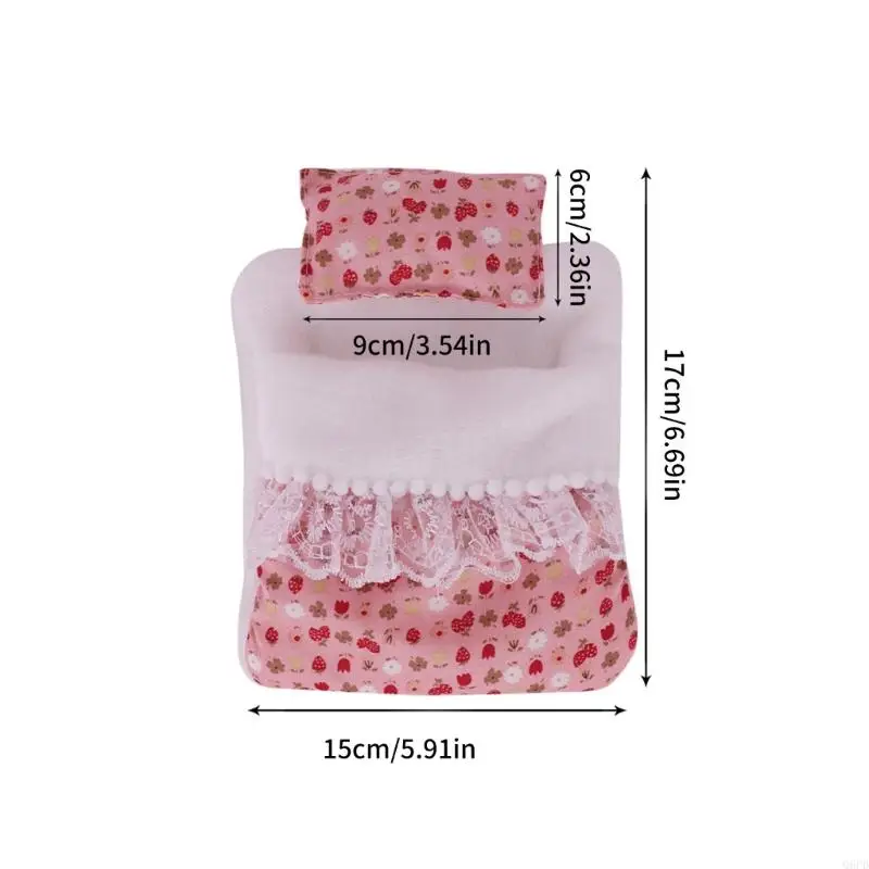 Acessórios para bonecas 17 pelúcia travesseiro bonecas e saco dormir com um padrão flores adorável para