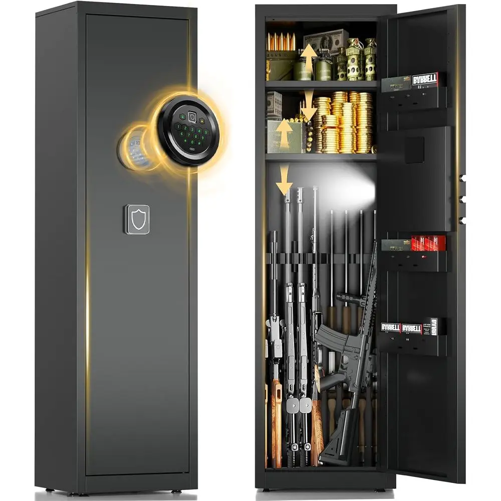 Sicuro per pistola con accesso digitale sicuro per fucili e pistole con sistema di allarme e ripiani regolabili per uso domestico