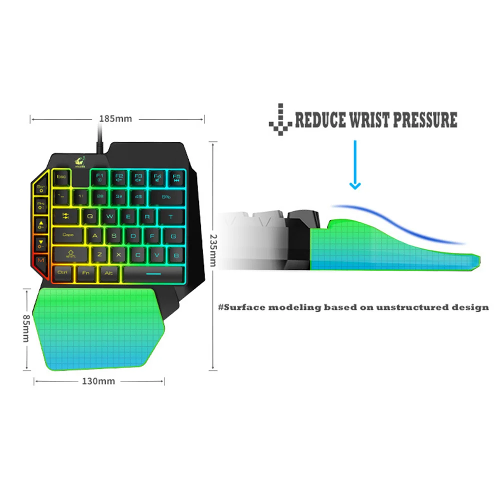Gaming Keyboard and Mouse One- Handed RGB Mechanical Gaming Keyboard with Mouse for Home Dorm Daily Use