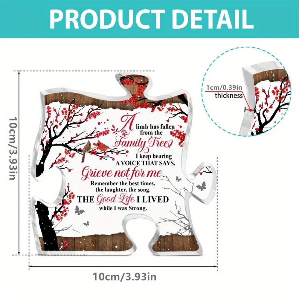Limb Fallen Memorial, Cardinal Sympathy Gift, Acrylic Condolence Plaque for Family