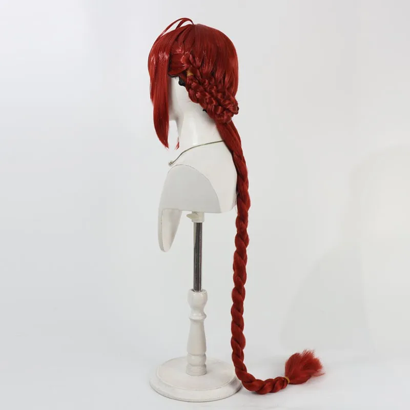Twisted Wonderland Riddle Rosehearts Cosplay Wig 120cm Long Braids Wine Red Hair Men Women Halloween Party Prop Synthetic Hair