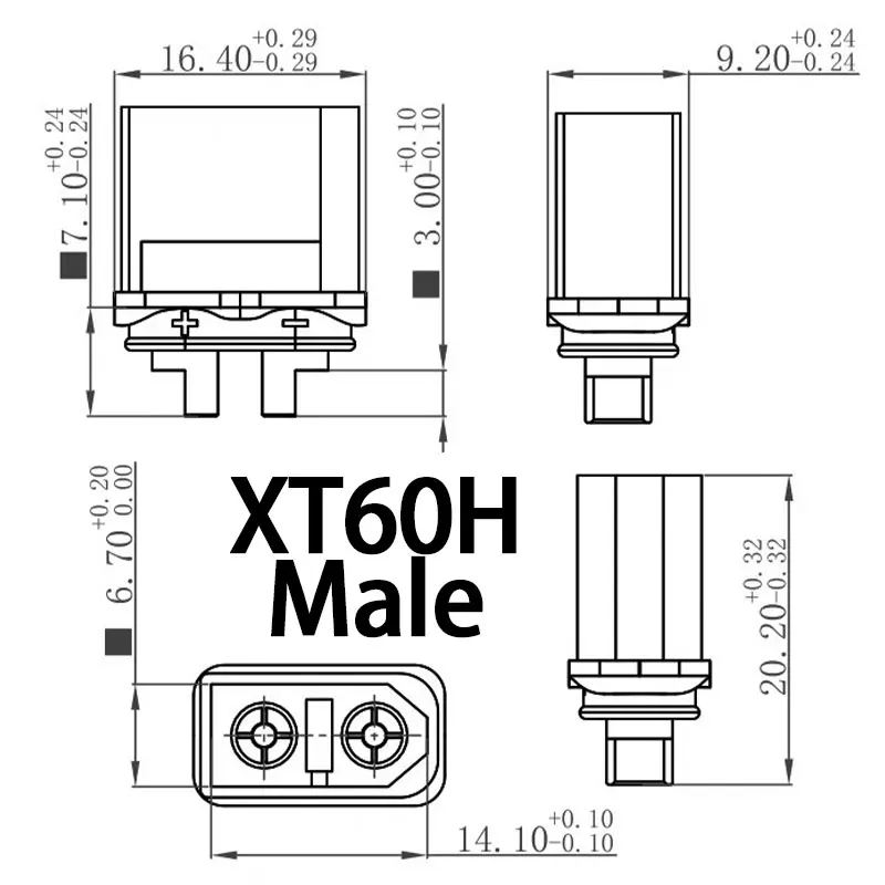 1 Stück 1 Satz XT60H männlich weiblich Rundstecker Netzstecker für RC Lipo Batteriemotor