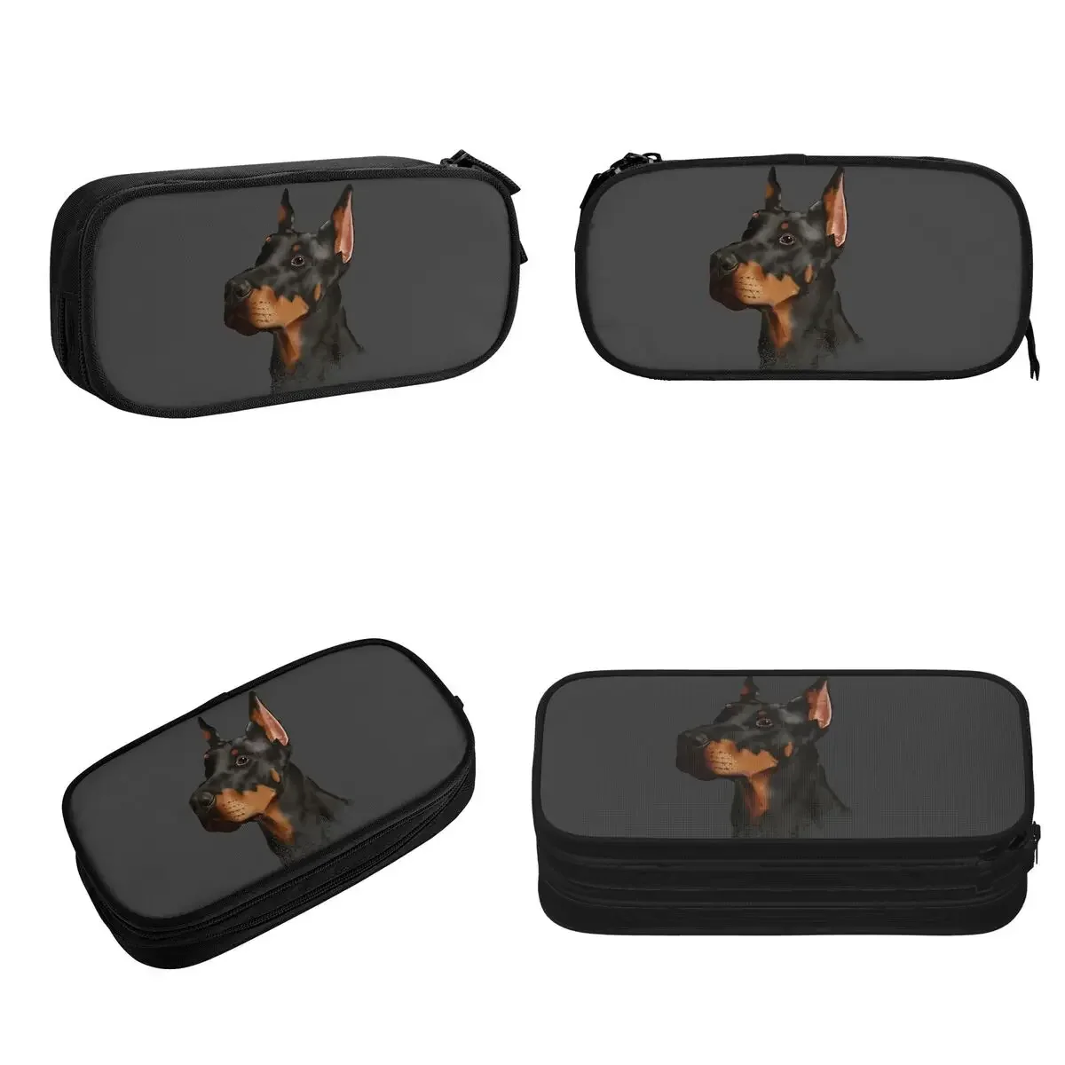 Doberman Dog Canine Portrait Pencil Cases Big Capacity Pen Bags Pen Box Pencil Pouch For Boys Girls Students Stationery School