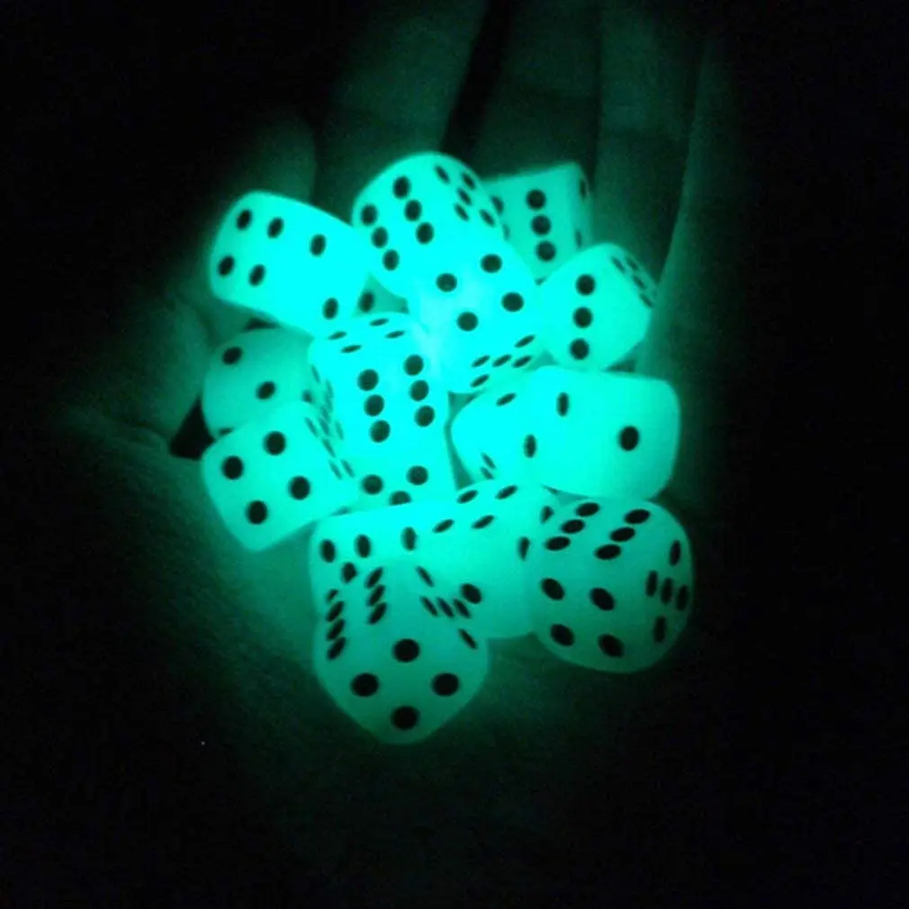 3/4/6PCS 16mm 6Sided Noctilucent Dice Night Light Round Corner Cubes Fun Bar KTV Entertainment Luminous Game Dices Drinking Tool