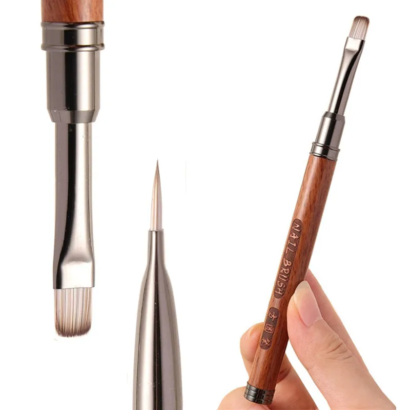 1/3 قطعة مقبض الخشب المستديرة هلام اللوحة فرشاة مسمار ل هلام تلميح تمديد الاكريليك منشئ ملحق مسمار فرش فنية هلام فرشاة الأظافر #4