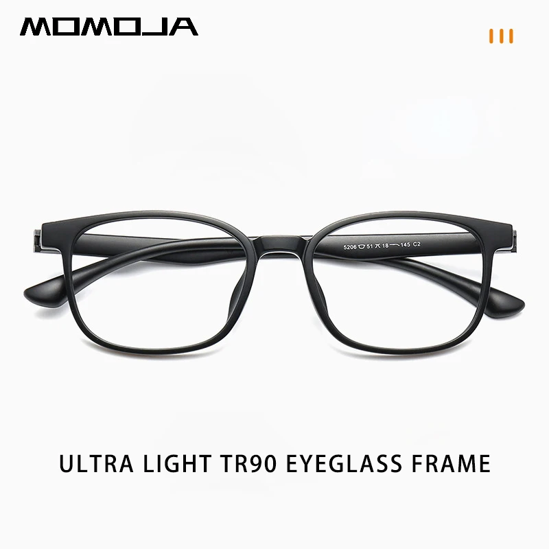 MOMOJA New Vintage Fashion Eyewear Ultra Light Comfort TR90 Square Spectacle Man Woman Optical Prescription Glasses Frame 5206