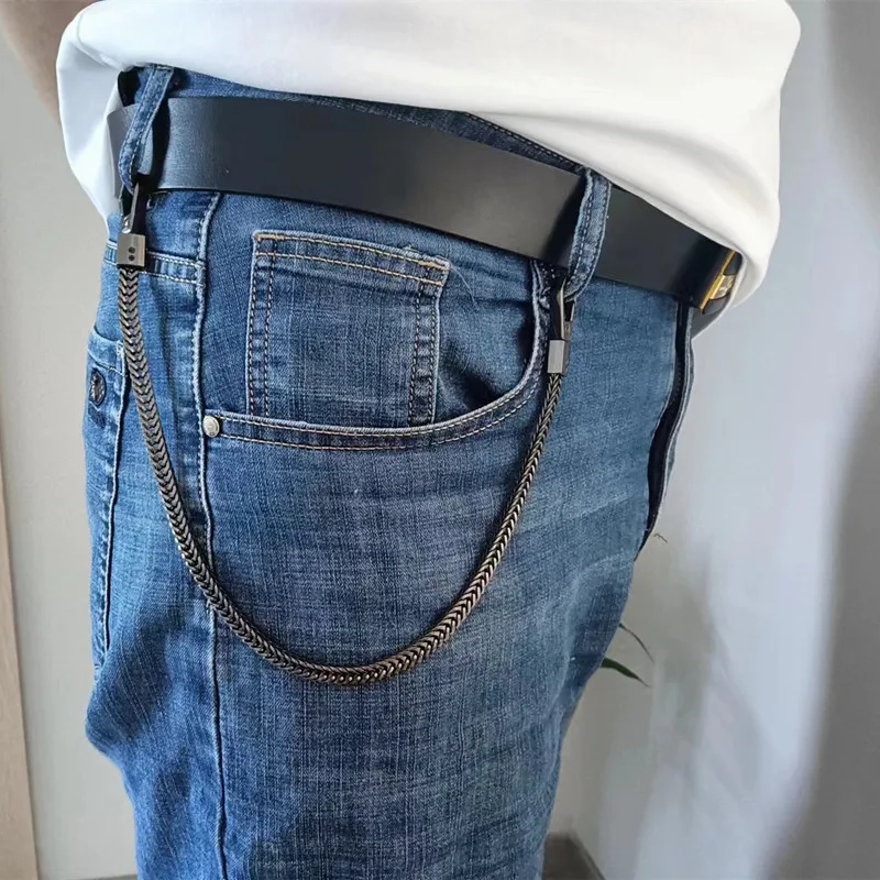 42CM Long Punk Style Metal Keychain Wallet Belt Hip Hop Jean Trousers Hipster Pants Shoulder Bag Chain Men\'s Accessory