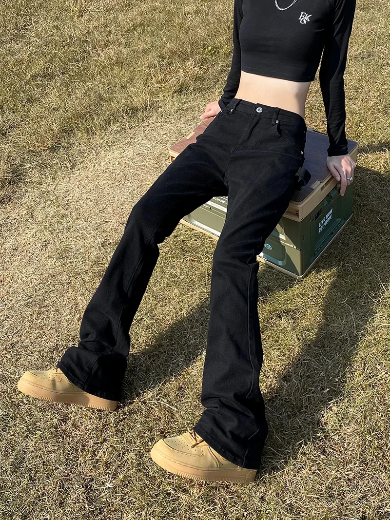 

Джинсы Aket с высокой талией Bla Bell Bot, мужские эластичные облегающие джинсовые брюки High Street Sle, разные цвета, потертые в выглядеть