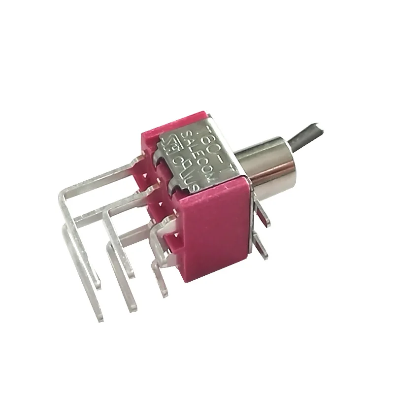 1Pcs  T80-T Series Vertical Right Angle T8021L-TNQ 6Pins 2Position SPDT PCB Mount Mini Toggle Switch ON-ON 3A 250V