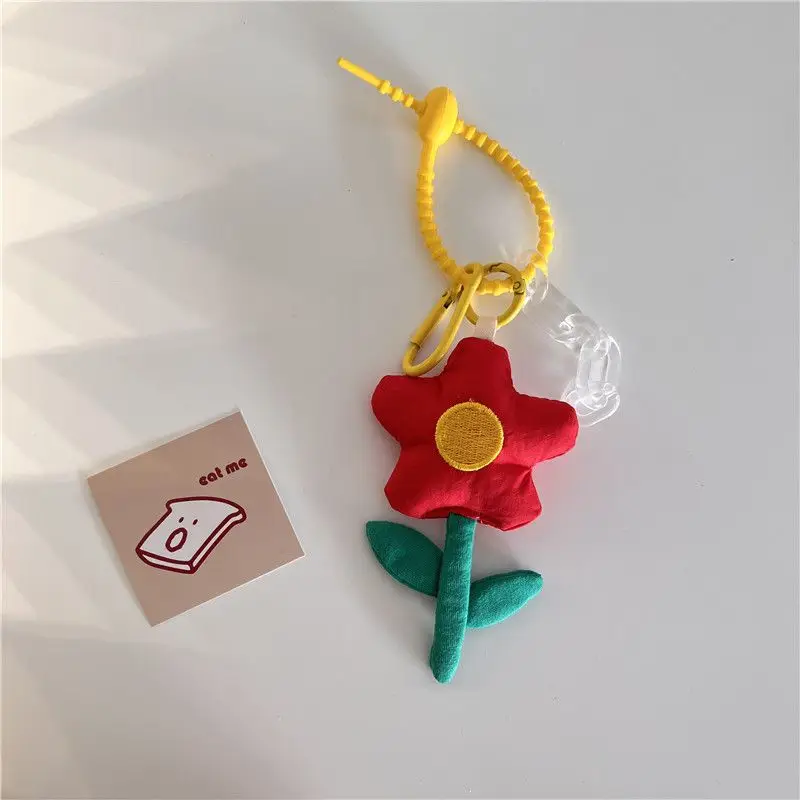 Cute Fabric Flower Keychains Korean Style Sweet Flower Bouquet Keyring Pendant For Backpack Bag Accessories Car Keys Keychain