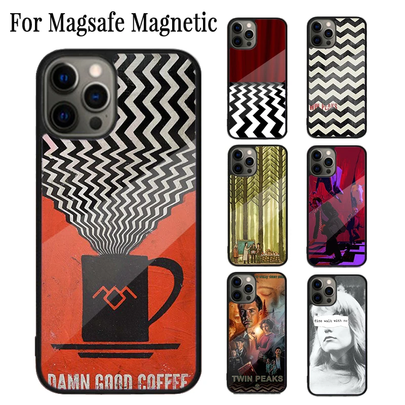 twin peaks Magnetic Phone Case Coque For iPhone 16 15 14 Plus 13 12 Mini 11 Pro Max Magsafe Wireless Charging Cover Capa