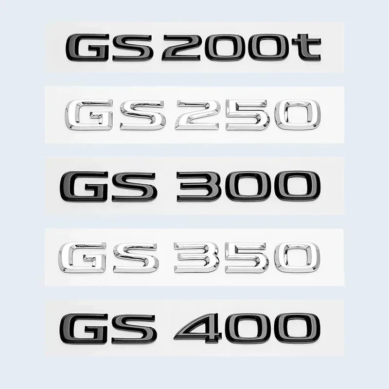 QA Chrome Black 3D Letters GS200t GS250 GS300 GS400 GS460 GS450h Emblem Car Trunk Logo Sticker Accessories For Lexus GS Series