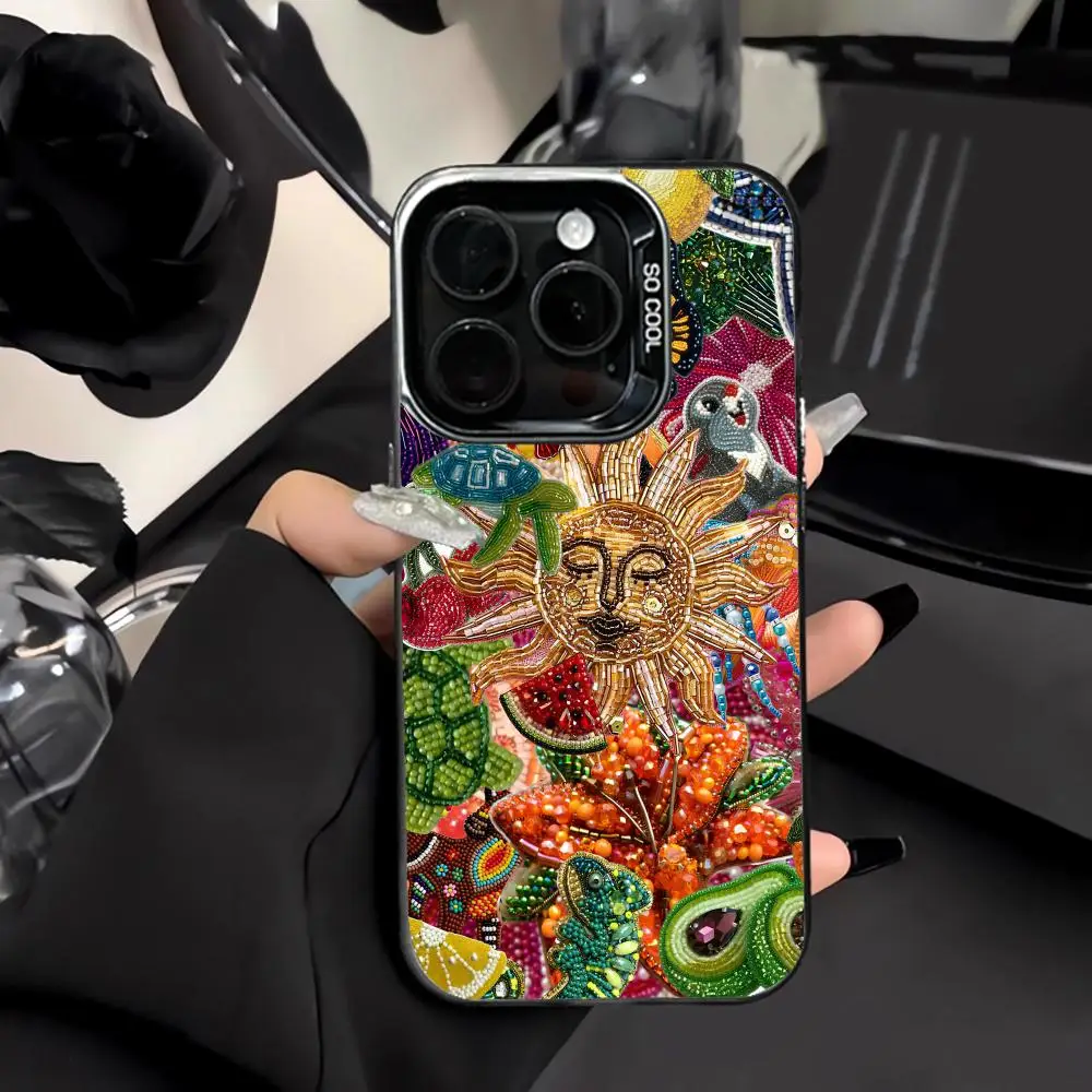 

Retro Sun and Turtle Mobile Phone Case Shockproof and Anti Slip Frosted Suitable for iPhone 16 15 14 13 12 11 Pro Max Plus Mini