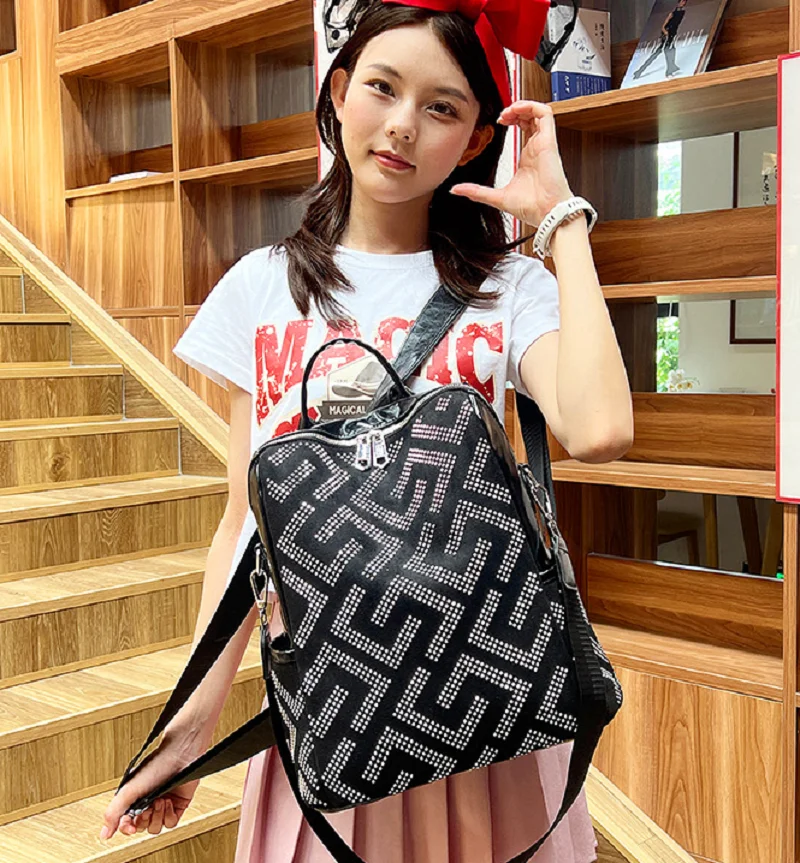 Luxury New Korean Fashion Large Capacity Soft Leather Travel Backpacks Women's Double Zipper Shoulder Bags Notebook School Bag