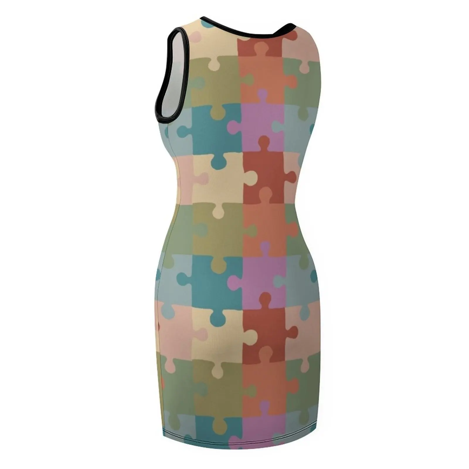 Robe d'été sans manches, puzzle pastel, robes de bal pour événements spéciaux, vêtements sexy pour femmes