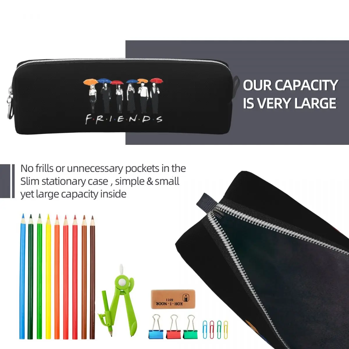 Lovely Friends-estuches para lápices de programa de televisión, estuche para lápices, bolígrafo, bolsa de almacenamiento grande para niños, regalos escolares para estudiantes, papelería