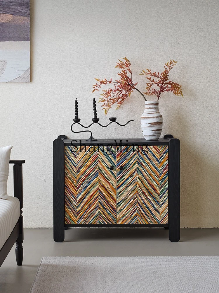 

CL light sandalwood retro solid wood sideboard, vintage black living room, a few entryway cabinets, drawers