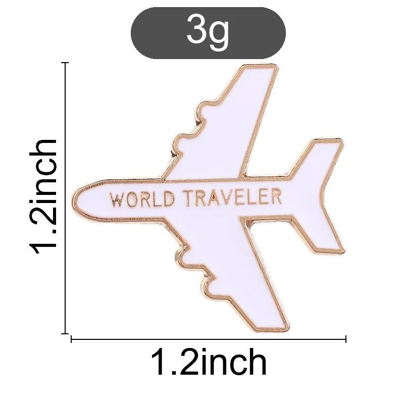 Enamel Pin Badge On Backpack World Traveler Airplane Brooch Airplane Pilot Wings Aviation Brooch Bag Badge Aircraft Jewelry Gift
