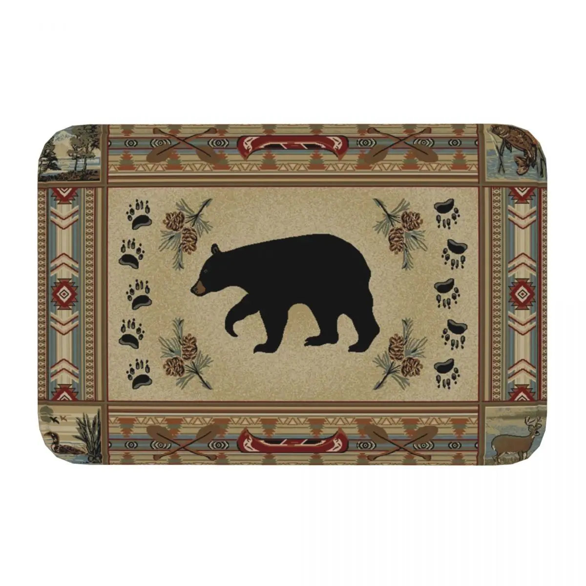 Non-Slip Carpet Lodge Style Northwoods Doormat Bedroom Bathroom Mat Entrance Door Decoration Rug