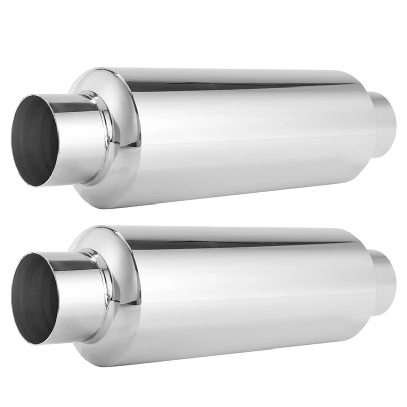 

2PCS Car Exhaust Muffler 2.5 Inch Inlet Stainless Steel Universal Resonator 12 Inch Long Performance Muffler