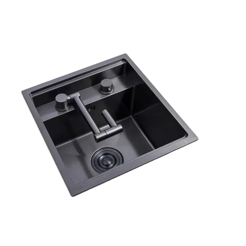 304 Stainless Steel Handmade Modern Kitchen Sink Faucet Faucet Nano Black Concealed Outdoor Balcony Mixer Undermount Two Hole