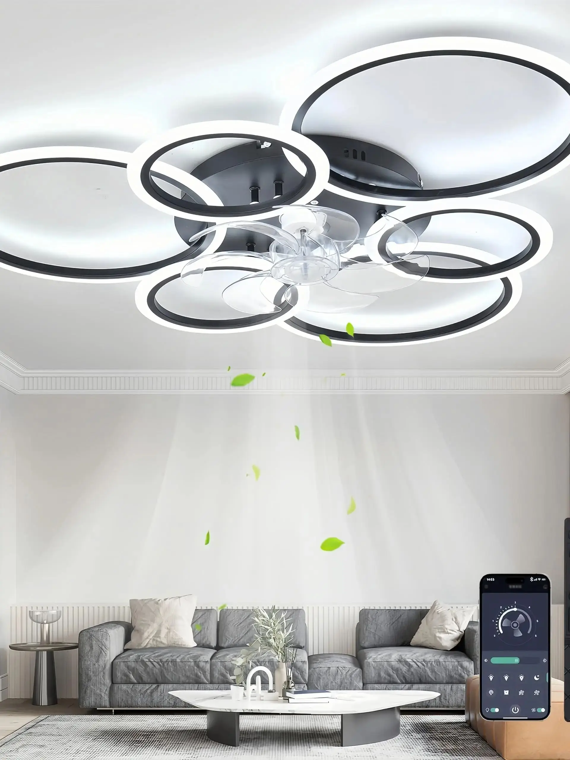 Deckenventilator Mit Beleuchtung,LED Dimmbar lampe Mit Ventilator ,85W Deckenlampe Mit Ventilator,Für Wohnzimmer, Schlafzimmer
