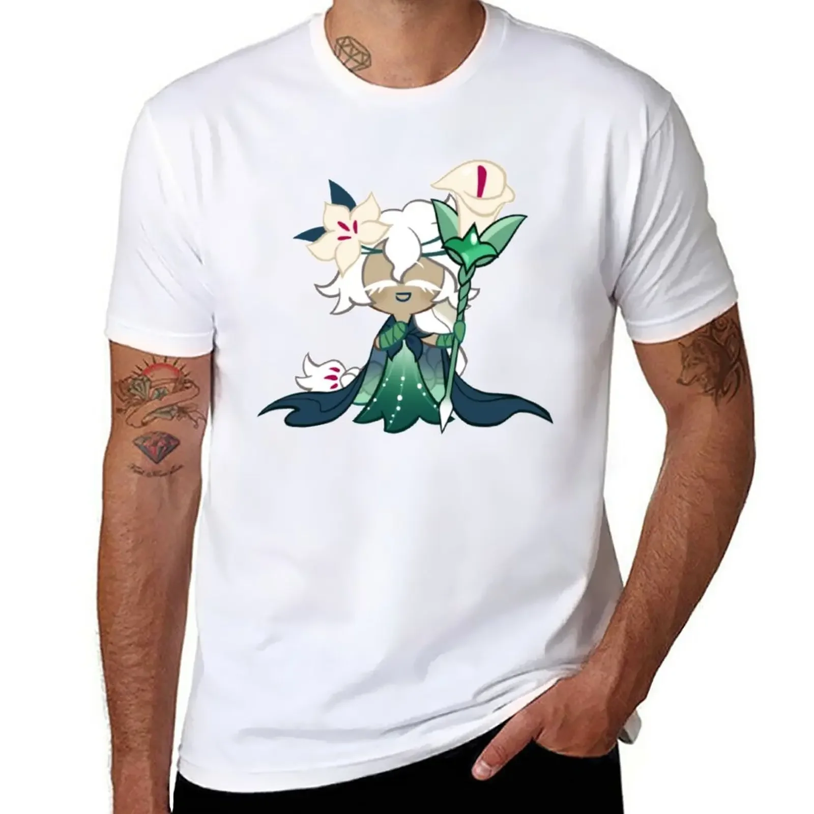 White Lily Cookie! Cookie Run Kingdom T-Shirt funnys korean fashion summer tops mens graphic t-shirts big and tall