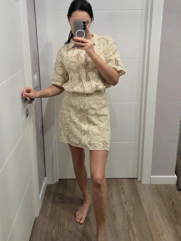 

EOENKKY Женская трикотажная юбка с вырезом, комплект из 2 предметов, свободный однобортный топ с v-образным вырезом и короткими рукавами, летняя офисная уличная одежда