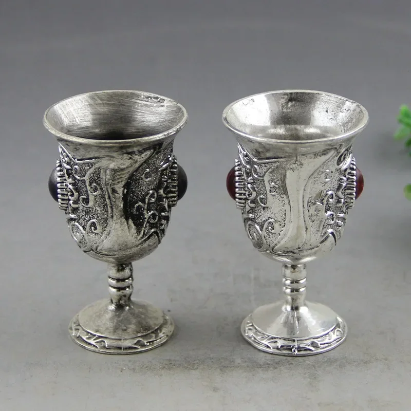 Silver-plated Wine Glass Wine Set Handicraft Creative Silver Wine Glass Worship God Water Glass Home Decoration Accessories