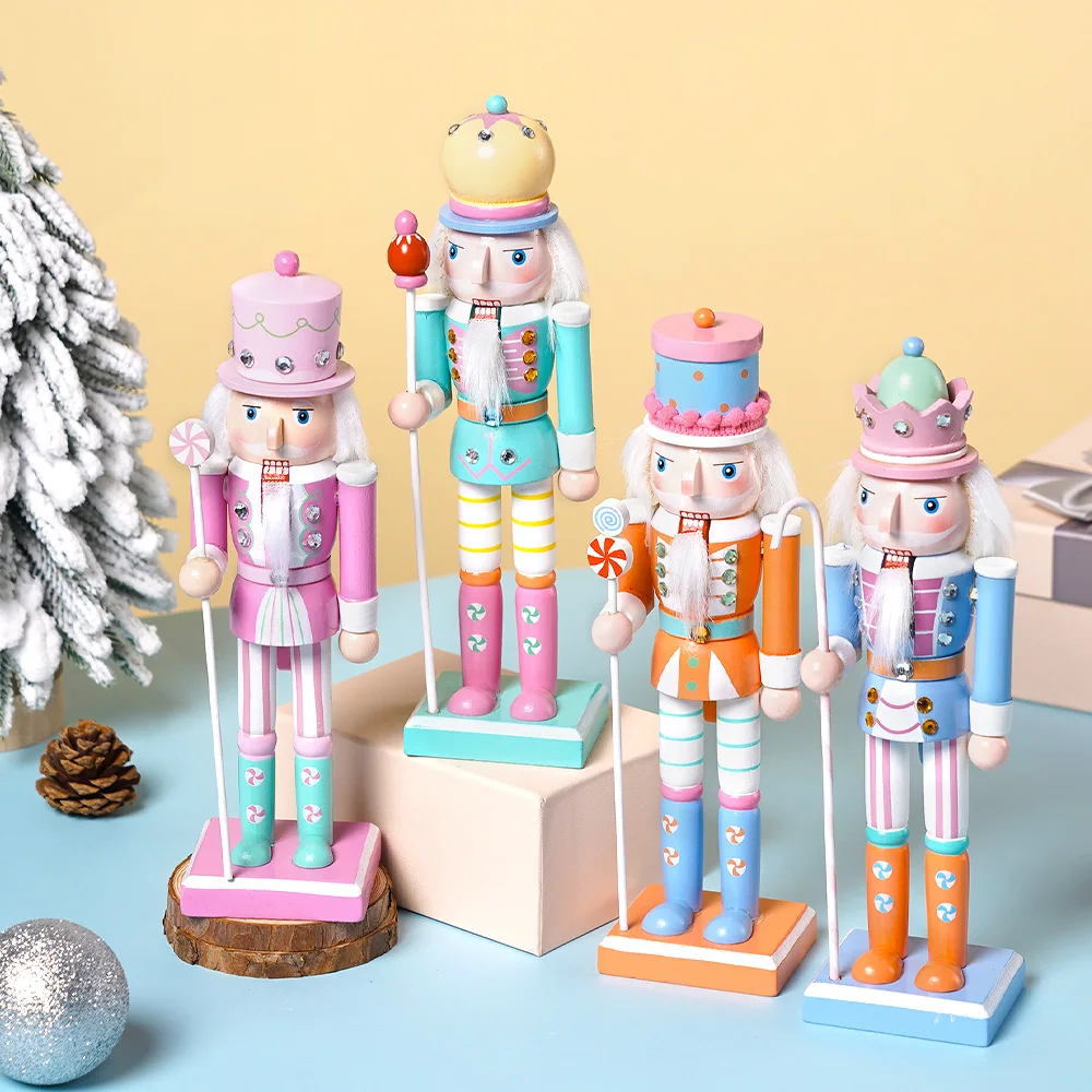 25CM Holz-Handwerkskunst Nussknacker-Soldat Ornament Süßigkeiten-Serie Puppenstatue Heim- und Bürodekoration Weihnachten Neujahr Geschenk – Detail 4