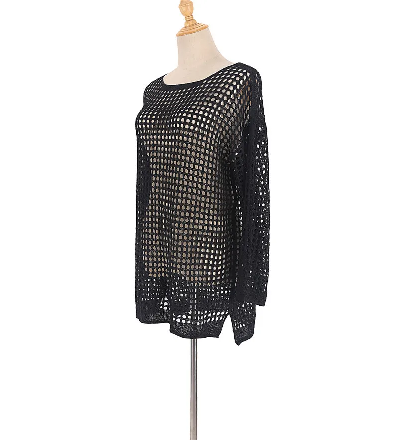 ملابس السباحة النسائية الكروشيه التستر | ثوب السباحة ملابس السباحة قصيرة الأكمام متماسكة فستان الشاطئ ملابس الصيف عطلة #5