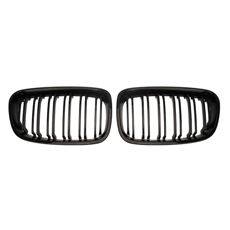 Pulleco Car Front Bumper Kidney Grille Racing Grills For BMW 1 Series F20 F21 11-14 Replacement Double Slat Gloss Black Grilles