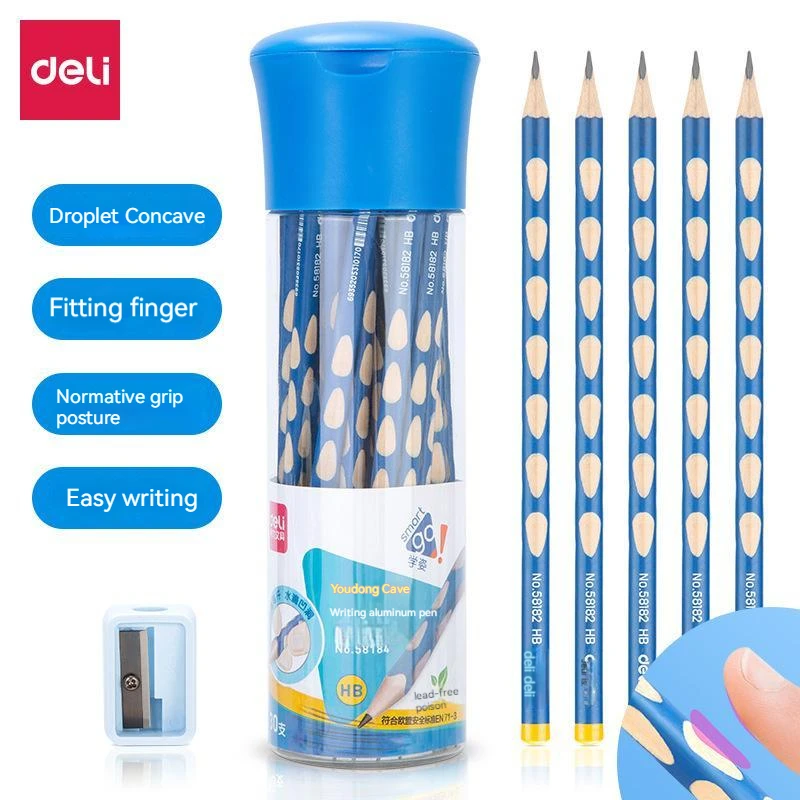 30/12pcs Deli Hole Pencil Correction Grip Pencil Wood Pencil 2b/hb Children's Pencil School Writing Stationery Supplies