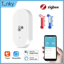 Tenky Tuya ZigBee Sensor de temperatura y humedad, termómetro inteligente conectado para el hogar, asistente de Google Life, Control por voz