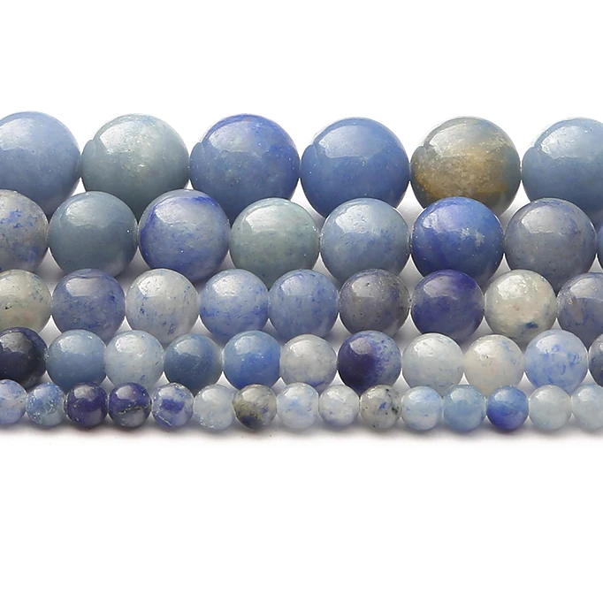 

Natural Blue Aquamarin Stone Round Loose Beads 4/6/8/10/12mm pick size For Jewelry Making Bracelet Necklace Earrings Accessories