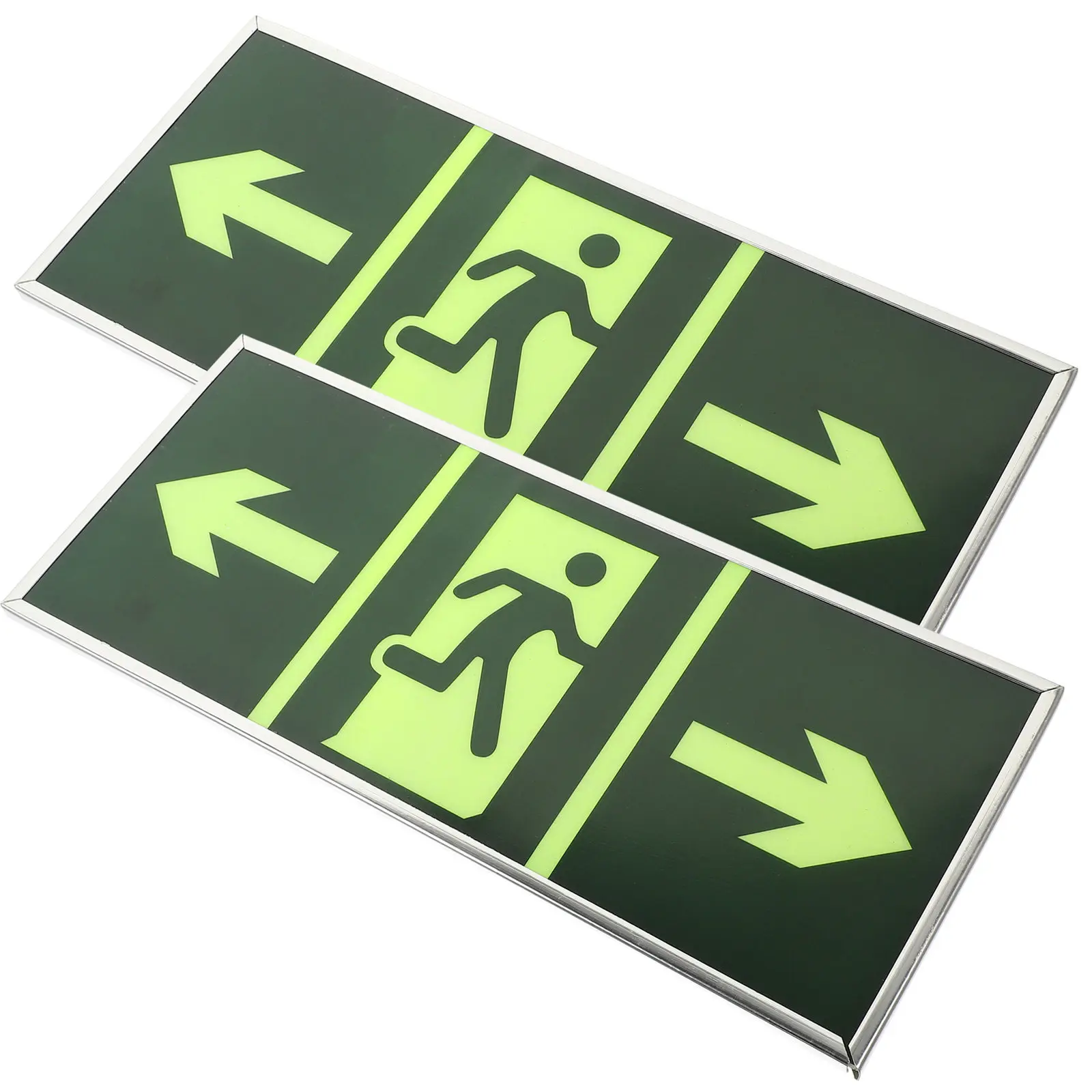 

2Pcs Emergency Exit Sign Luminous Acrylic Wall Sticker Clear Fluorescent Evacuation Direction Indicator for Hotels Schools