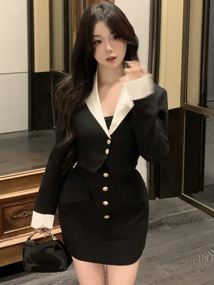 

Temperament Elegant Fashion Two Piece Set For Women Short Blazer Jacket Coat & Mini Skirt Suits Korean Office Lady 2 Piece Sets