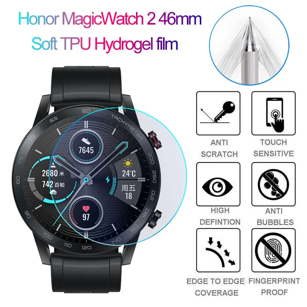 Ultra thin HD Shockproof Full Cover Watch Screen Protector TPU Hydrogel film Soft For Honor Magic Watch 2 46mm