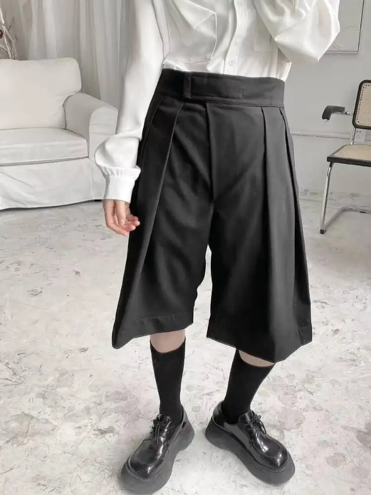 المرأة دعوى واسعة الساق السراويل الصيف جديد كلاسيكي بسيط الظلام عادية فضفاض منتصف الخصر موضة السراويل حجم كبير