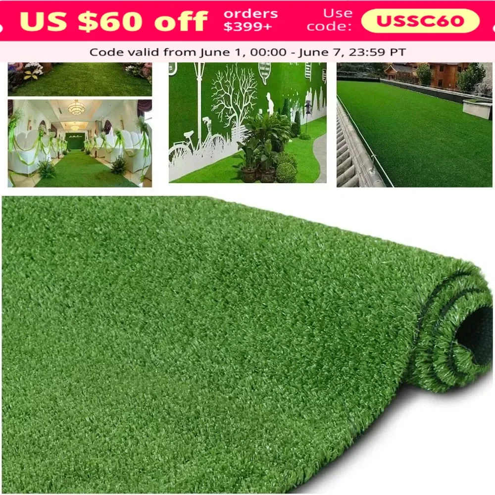 

Artificial Grass Turf Lawn, Synthetic Grass Mat 0.4inch Pile Height, Rubber Backing/Drainage Holes, Artificial Grass