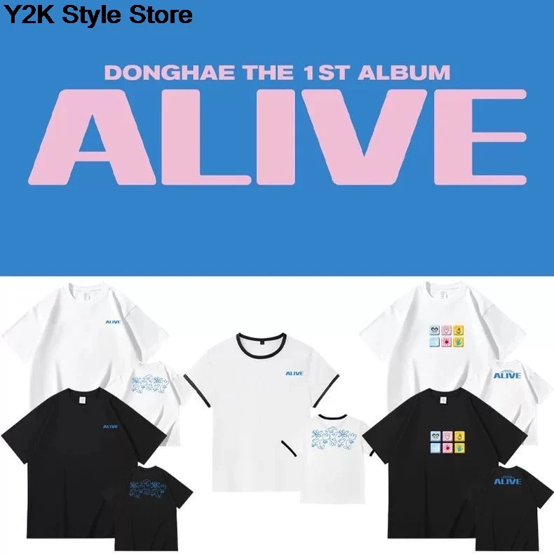 T-shirt en coton Super Junior DONGHAE ALIVE, T-shirt à imprimé identique du 1er concert solo de Dong Hae, Kpop, hauts à manches courtes d'été