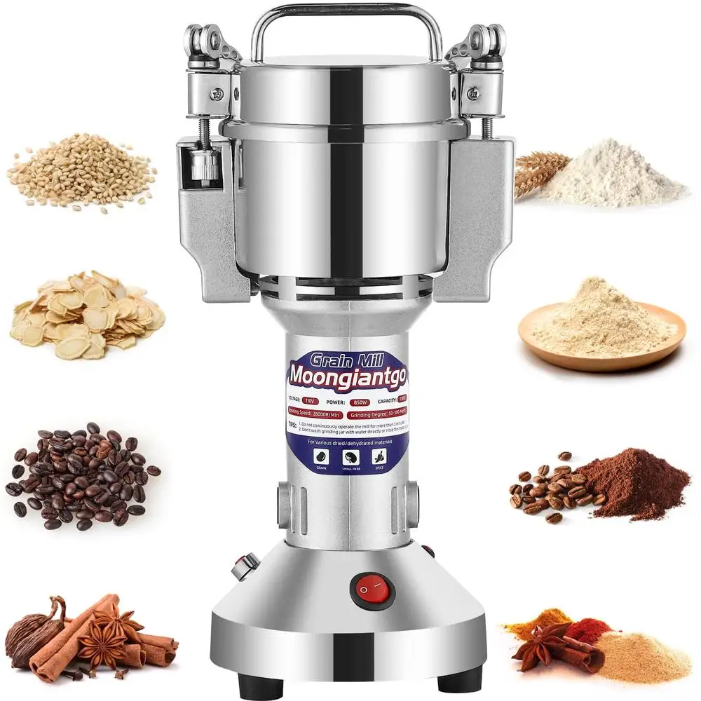 Electric 150g Spice Grinder Stainless Steel High Speed Pulverizer Dry Grinding Machine Wheat Corn Rice Commercial Grade 850W