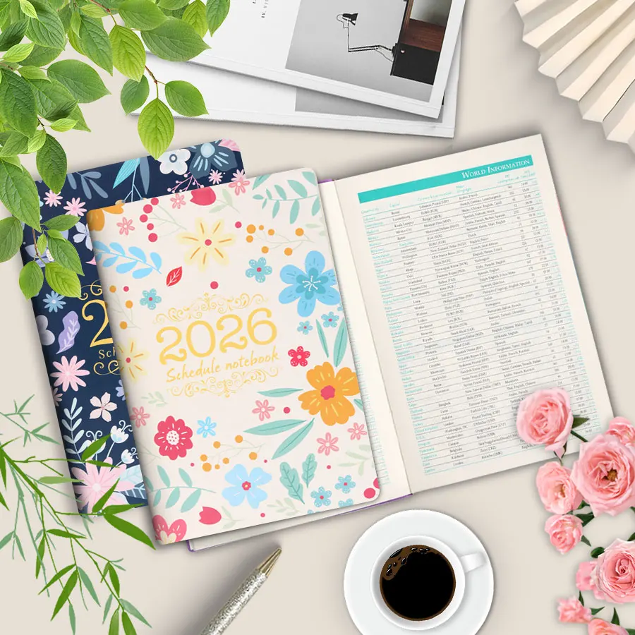 2026 Tree Pattern Spiral Bound Weekly Planner & Notebook & Schedule Organizer, Stationery For Office & School & Study, Plan Book