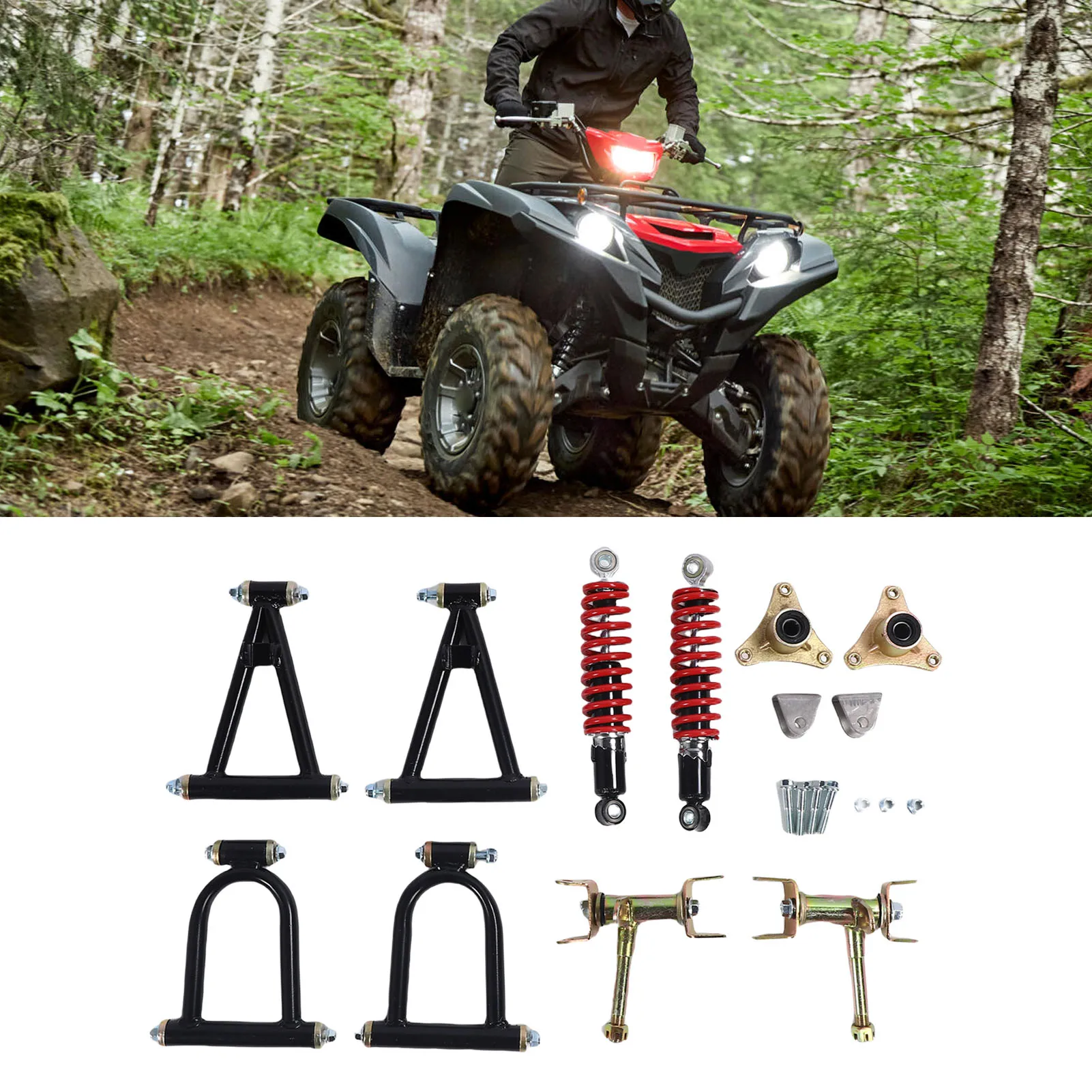 

Front Suspension Swingarm Assembly Long Lasting High Strength Upper and Lower Swingarm Enhanced Comfort for ATV for Quad Bike