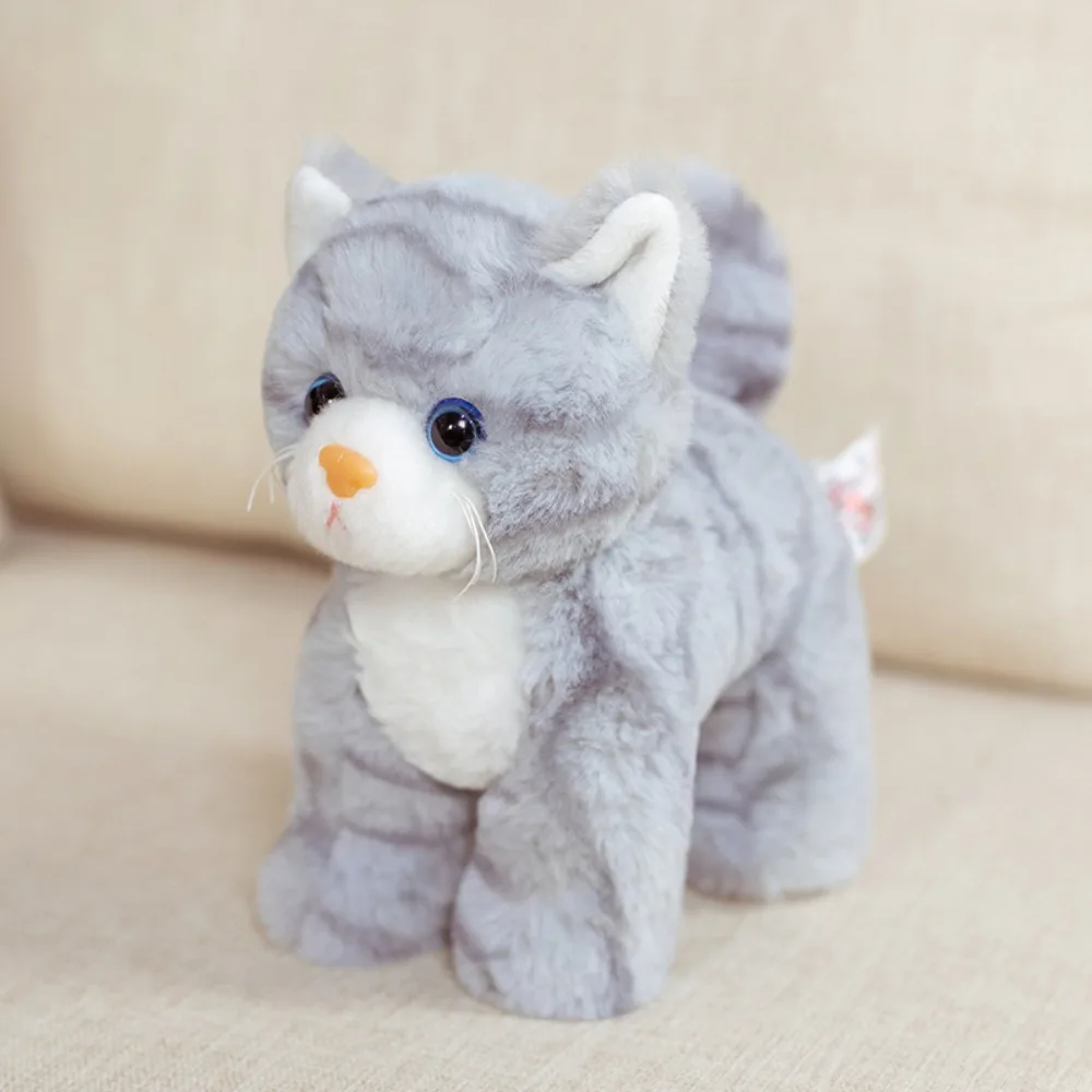 

Grey White Stuffed Animals Cat Simulation Cartoon Kitten 20cm Fluffy Stuffed Lifelike Cat Children