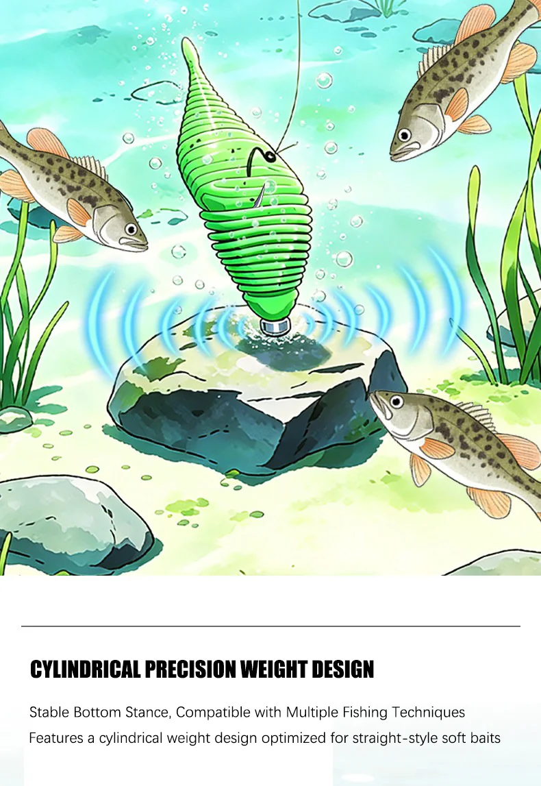 10 Stück Neue Einschraubbare Gewichte 1g 1,5g 2g mit Schraubverschluss und Feder, Ultraharte Legierung, Bleigewichte für Bass Texas Carolina Rigs – Detail 6