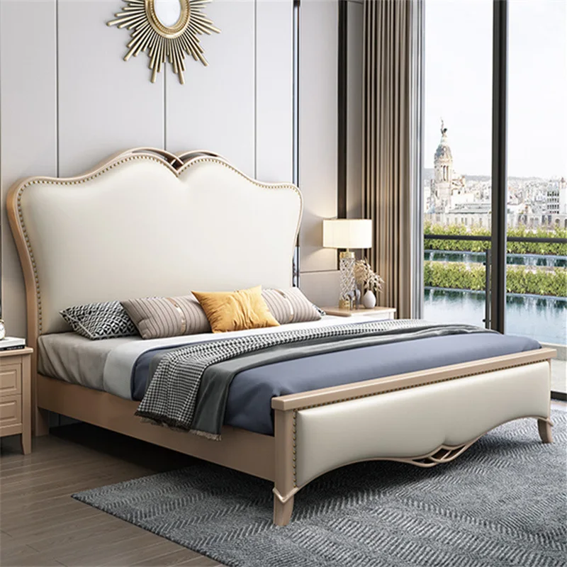 American soft bag bed solid wood light luxury1.8 meters wedding bed modern simple letto matrimoniale bedroom furniture
